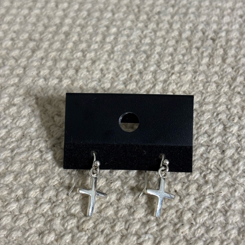 Sterling Silver Cross Dangle Earrings